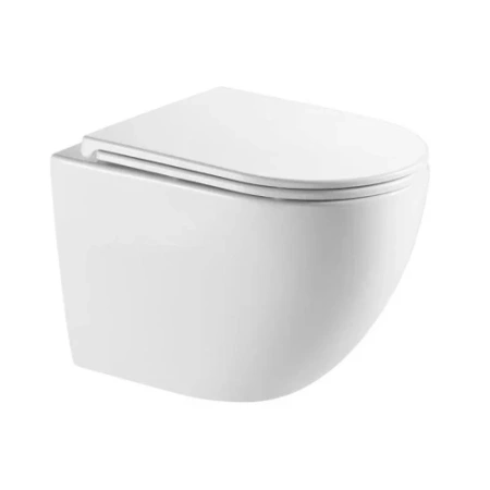 Фото унитаз подвесной безободковый смыв торнадо aquame aqm2002l, сиденье микролифт