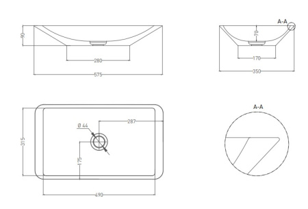 Фото раковина salini s-stone callista 03 1101207smrf, матовая покраска по ral полностью