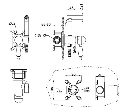 Фото гигиенический душ boheme imperiale 435, золото