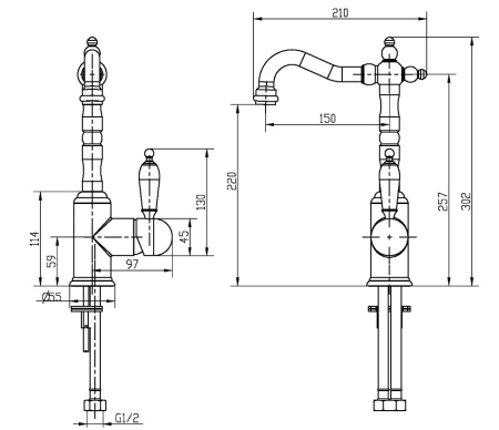 Фото смеситель для раковины boheme crystal 302-crst, бронза