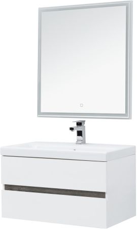 Фото комплект мебели aquanet беркли 80 белый/дуб рошелье (зеркало белое)