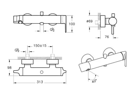 Фото смеситель для раковины vitra suit a4281829, медь