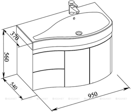 Фото тумба подвесная с раковиной aquanet сопрано 95 r белый (2 дверцы 2 ящика)