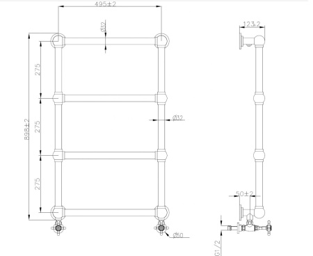 Фото полотенцесушитель водяной boheme imperiale 719 75*50 см, золото