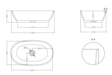 Фото раковина salini s-stone sofia 1101206smrf, матовая покраска по ral полностью