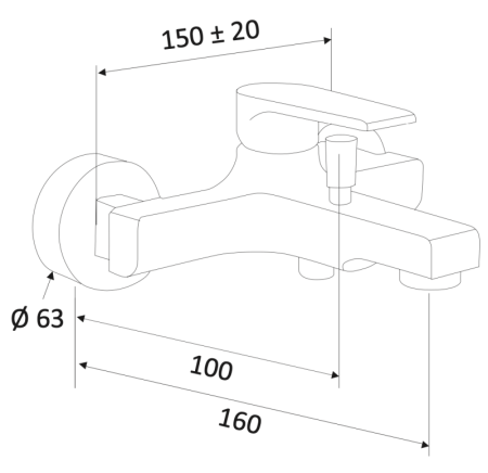 Фото смеситель для ванны mariani artic b14212at00, черный матовый