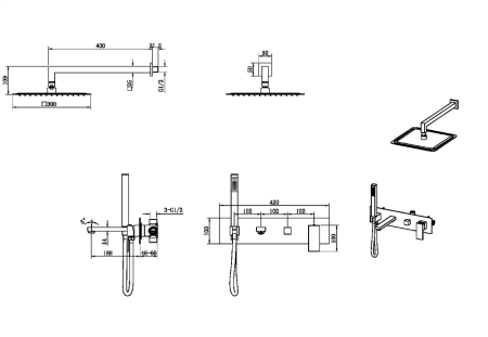 Фото душевая система boheme qubic 474-nb, никель брашированный