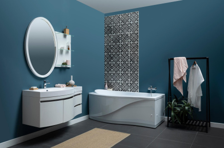 Фото тумба подвесная с раковиной aquanet опера 115 l белый (2 дверцы 2 ящика)