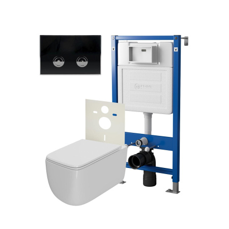 Фото сет: инсталляция пневм point элемент п pn45121 + клавиша венера черн/хром pn44071bc +унитаз меркурий