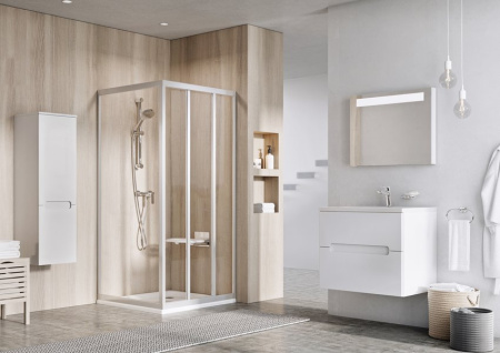 Фото неподвижная стенка ravak supernova apss-90 940701r2z1 90*198 см, профиль белый/стекло прозрачное