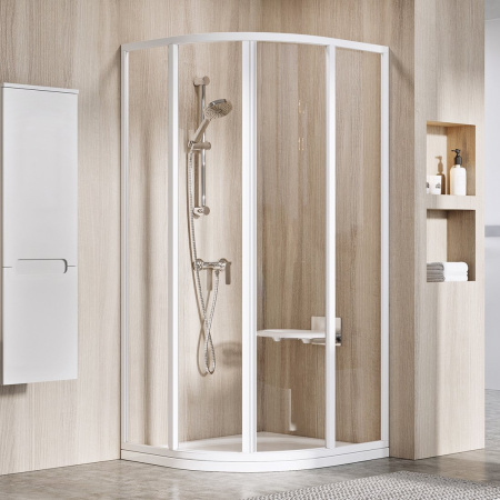 Фото душевой угол ravak supernova skcp4-90 31170100z1, профиль белый/стекло прозрачное