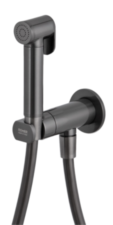 Фото гигиенический душ со смесителем remer x style n64wcfp, чёрный брашированный хром