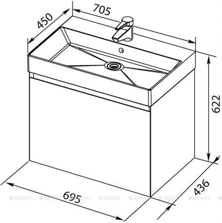 Фото тумба подвесная с раковиной aquanet йорк 70 белый