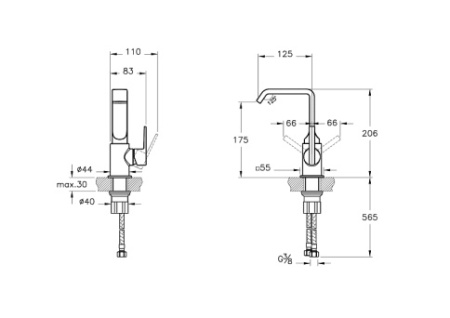 Фото смеситель для раковины vitra suit a42616, хром