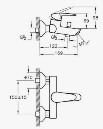 Фото смеситель для ванны vitra dynamic s a40953exp, хром