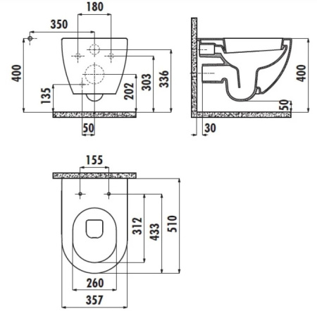 Фото унитаз подвесной creavit free fe320-11bm00e-0000, базальт