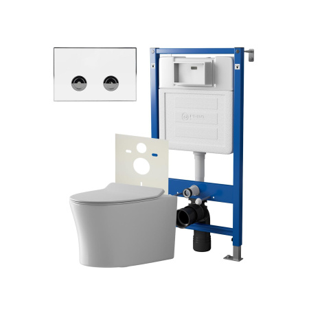 Фото сет: инсталляция пневм point элемент п pn45121 + клавиша венера белый/хром pn44071wc + унитаз вега