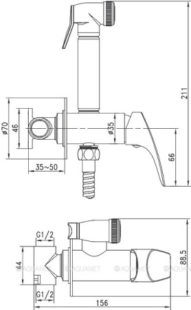 Фото гигиенический душ aquanet atletic af310-52c, хром