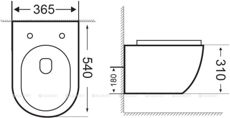 Фото унитаз подвесной безободковый aquanet rimless cetus-bw bl-102n-wht черный, сиденье микролифт
