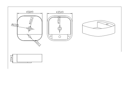 Фото раковина накладная bravat source c22286w-1-eng 45*43,5 см, белая