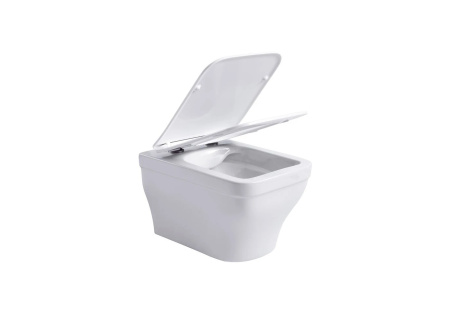 Фото унитаз подвесной безободковый aquatek амадео aq1163-00 520*365*320 мм, горизонтальный выпуск, тонкое сиденье с механизмом плавного закрывания, крепеж