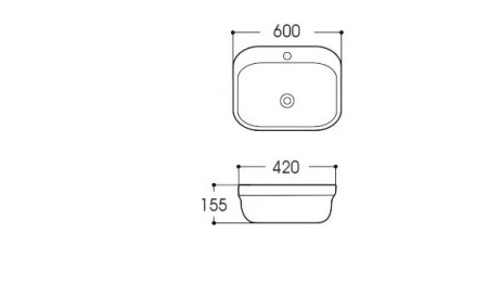 Фото раковина накладная для установки на столешницу aquatek амадео aq6042-00, 600*420*155 мм, с отверстием под смеситель, цвет белый