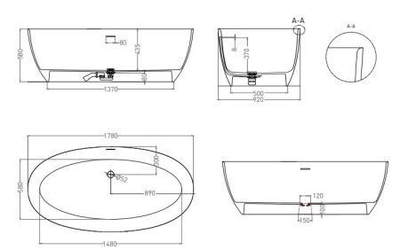 Фото ванна salini s-sense alda 101911grf 178*92 см, глянец покраска по ral полностью