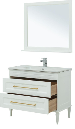 Фото комплект мебели aquanet бостон м 100 белый (ручки золото)