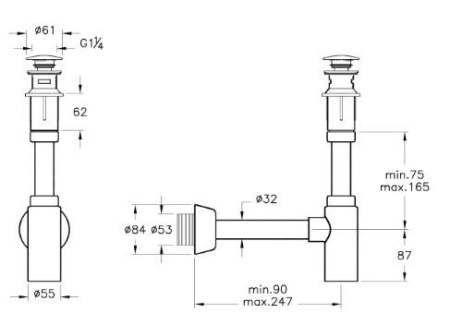 Фото сифон для раковины с д/к vitra a45154, хром