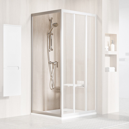 Фото неподвижная стенка ravak supernova apss-90 94070ur2z1 90*198 см, профиль сатин/стекло прозрачное