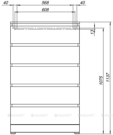Фото комод aquanet сканди 70*40 см, дуб эдгрейн (5 ящиков)