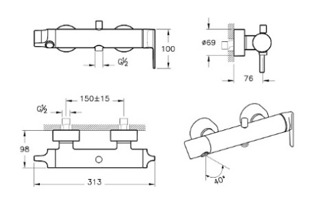 Фото смеситель для ванны vitra suit a42818, хром