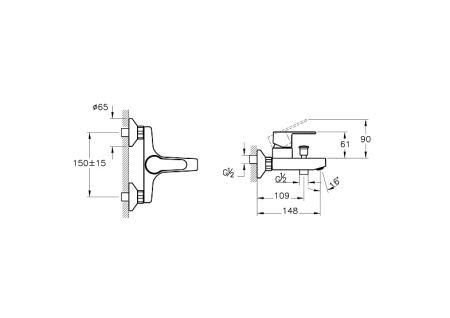 Фото смеситель для ванны и душа vitra win s a42676exp, хром