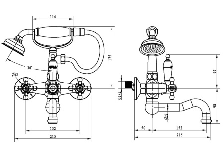Фото смеситель для ванны boheme medici presente 313, бронза