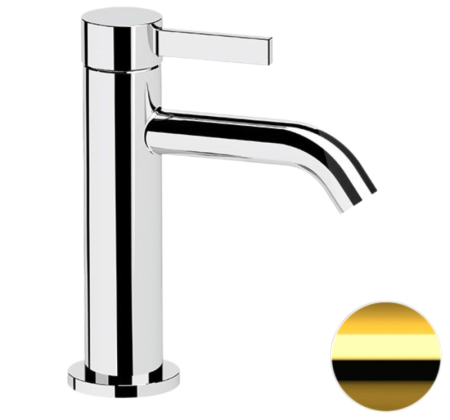 Фото смеситель для раковины remer metrica mc12do, золото глянцевое