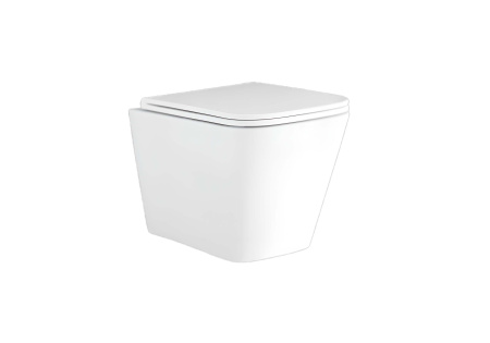 Фото унитаз подвесной безободковый aquatek дельта 480 x 350 x 320 мм, тонкое сиденье с механизмом плавного закрывания