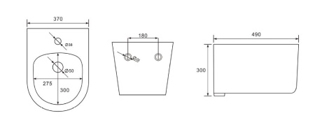 Фото биде подвесное aquatek мия aq1004-mb, 490*370*300 мм, цвет черный матовый