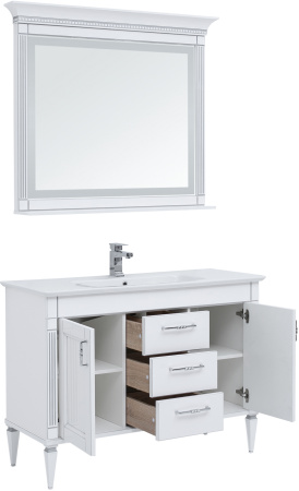 Фото комплект мебели для ванной aquanet селена 120 белый/серебро