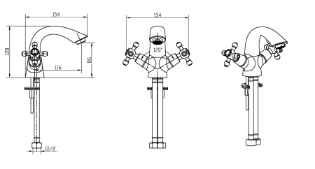 Фото смеситель для раковины boheme satine 291-st, золото