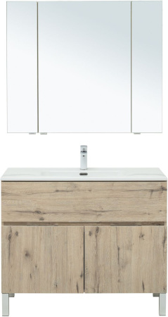 Фото комплект мебели aquanet алвита new 100 1 ящик, 2 дверцы, дуб веллингтон белый