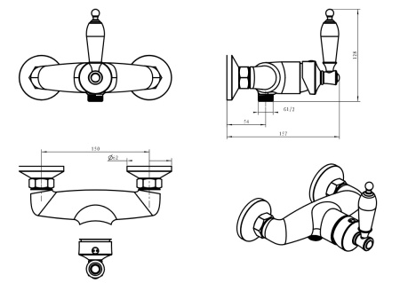Фото смеситель для душа boheme vogue crystal 224-crst, хром
