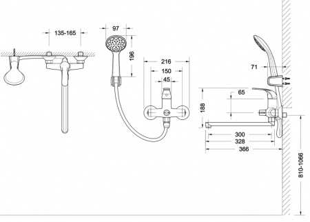 Фото смеситель для ванны и душа bravat fit, черный