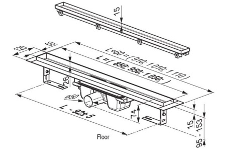 Фото душевой трап ravak floor x01432 105 см, под плитку