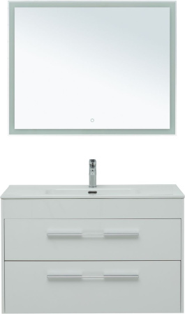 Фото комплект мебели aquanet августа 100 белый (ручка хром, раковина flat)