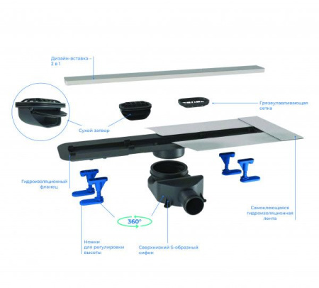 Фото душевой трап pestan frameless line 550 под плитку, хром