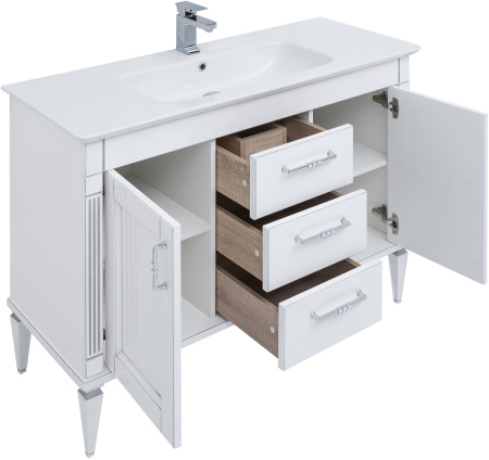 Фото комплект мебели для ванной aquanet селена 120 белый/серебро