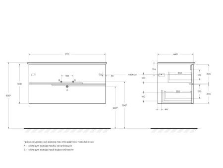 Фото тумба подвесная cezares duet-1000-2c-so-gr-p