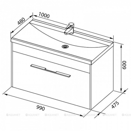 Фото раковина для тумбы aquanet нота 100 см, белая