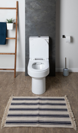 Фото унитаз напольный безободковый aquanet rimless logic-c cl-12339 белый, сиденье микролифт