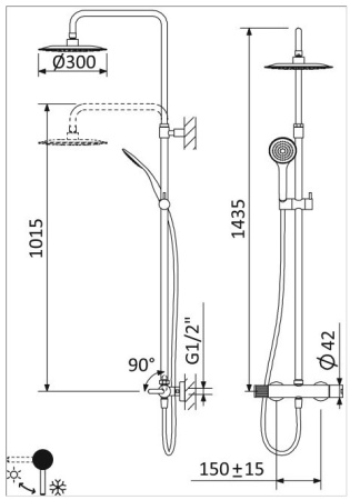 Фото душевая колонна cezares leaf-cda-30-l-nop, черный матовый